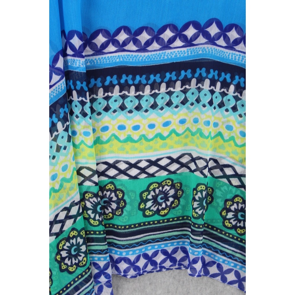 Catherines Kaftan Tunic one size Sheer Blue V-Neck Flutter Sleeve Cover Up NWT - Picture 7 of 10